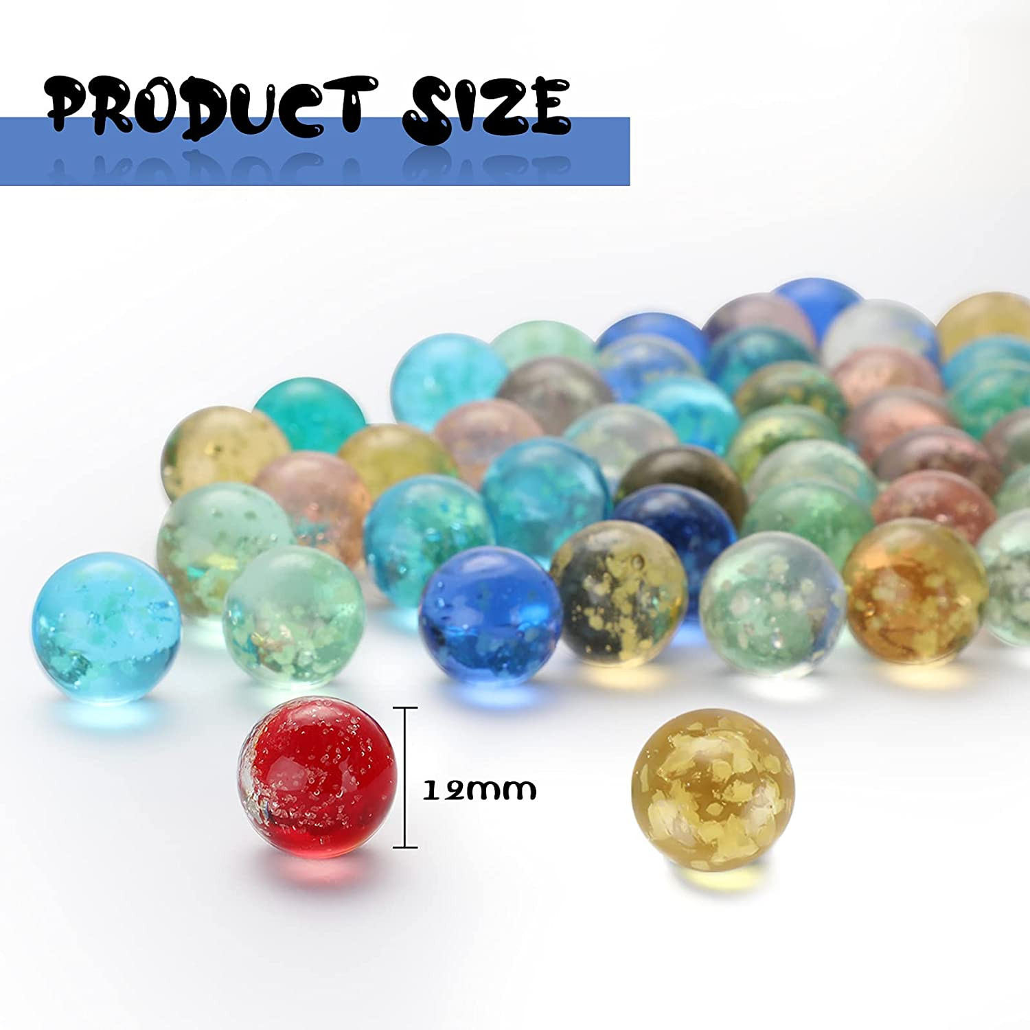 Gejoy 100 Pieces Colorful Glass Marbles Glow in the Dark Multi-Color Luminous Gl