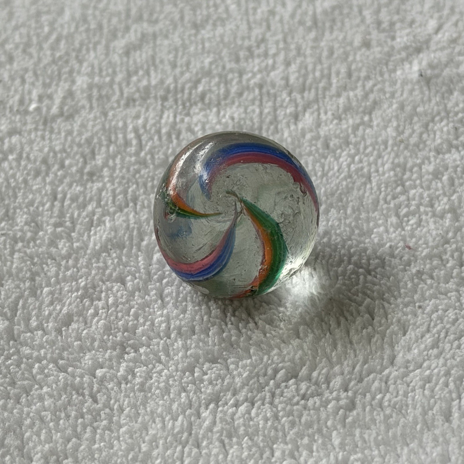 Antique German Handmade Swirl Marble 4-Color Divided Core Shooter .9″ 23mm