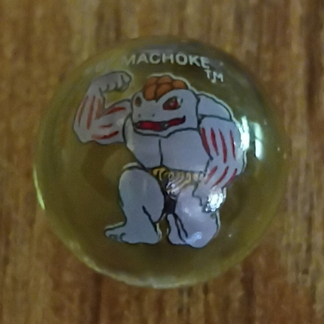 Machine Made Glass Marble w/ MACHOKE Printed Character Design