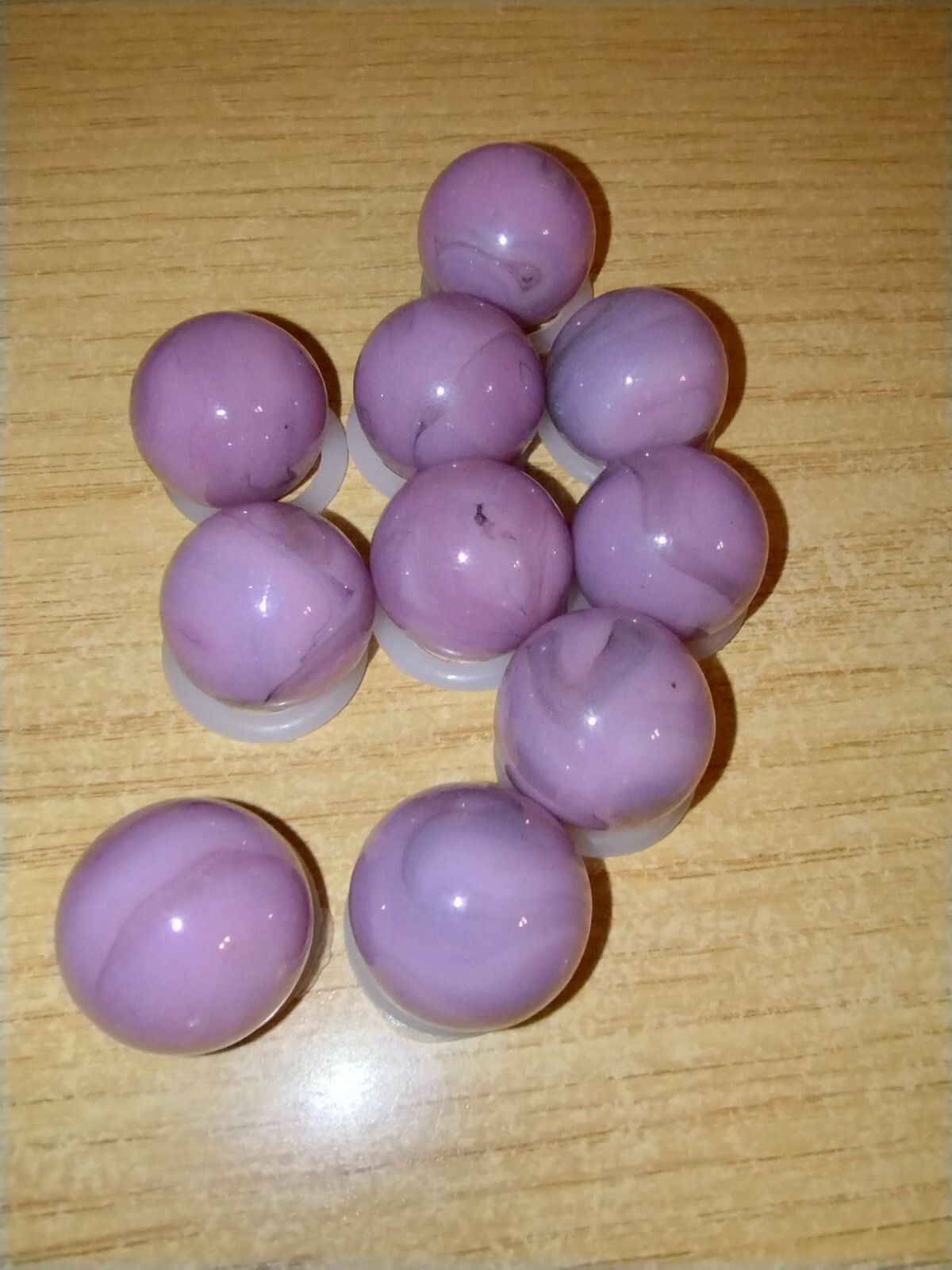 Vintage Lot of 10 Champion Agate Company Pink Purple Lavender Swirl 5/8″ Marbles
