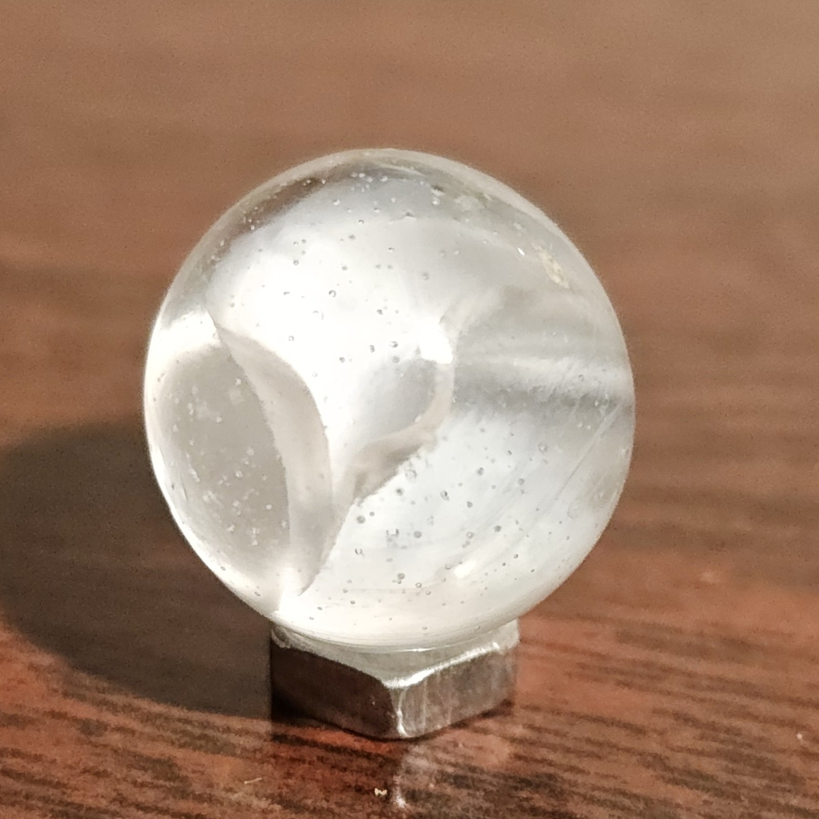 Vintage CE Bogard White 4 Lobe Floppy .625″ Glass Marble
