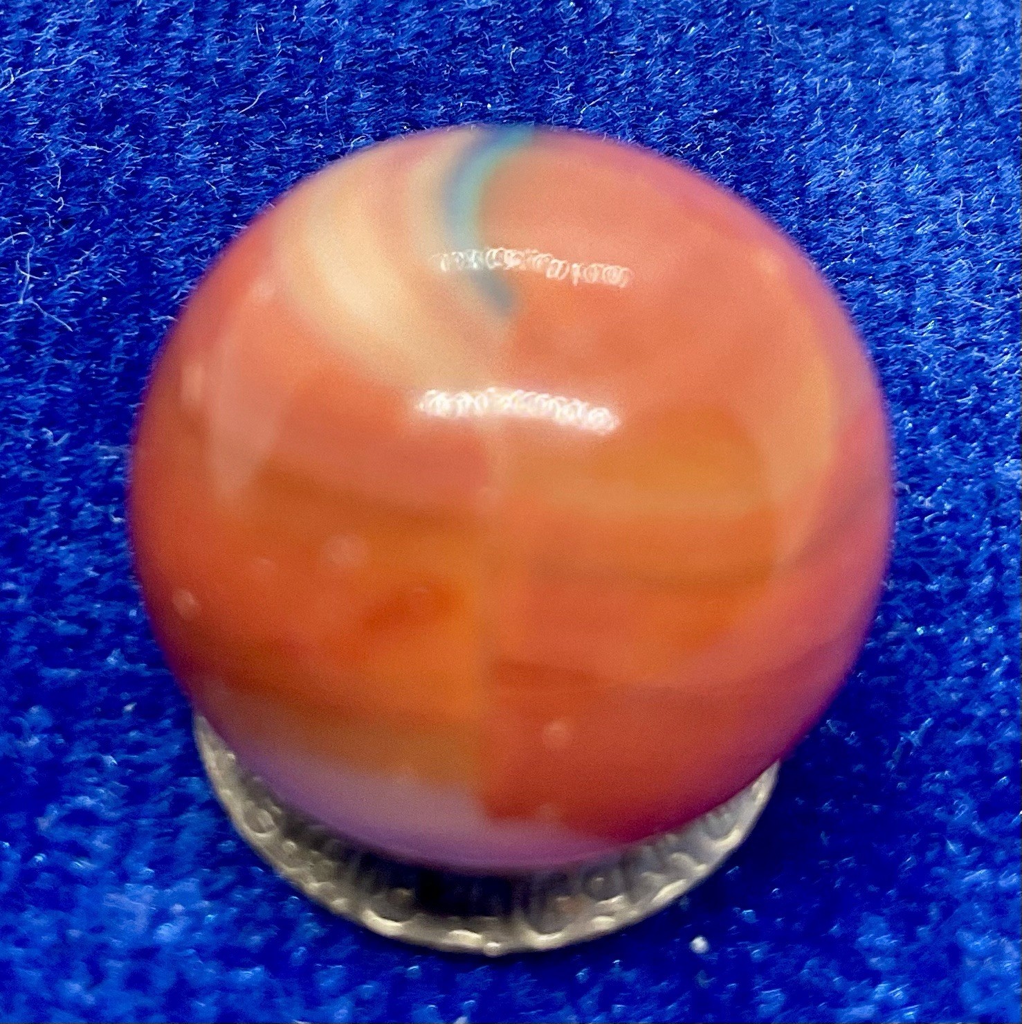 A Vintage Marble King Peacock Marble. Measures .63” In Diameter, Good Condition.