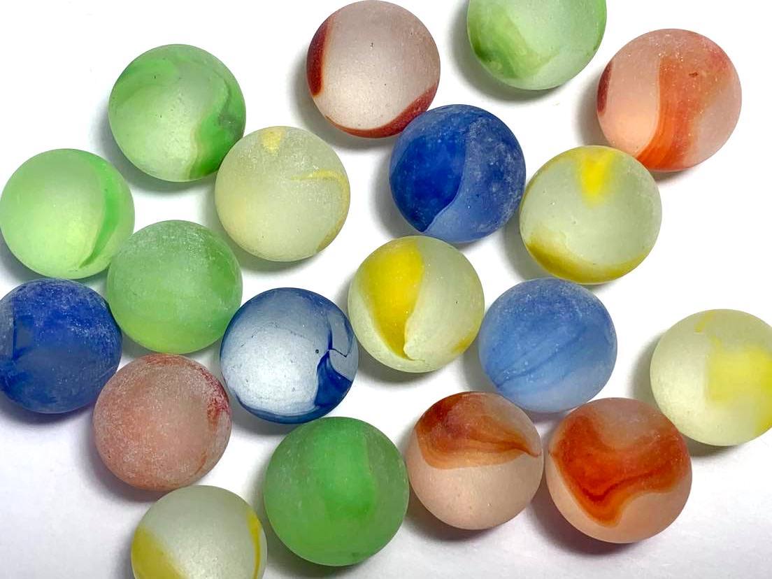 Bulk 16mm Frosted Rainbow Glass Marble Players Pack of 50 Assorted Colors