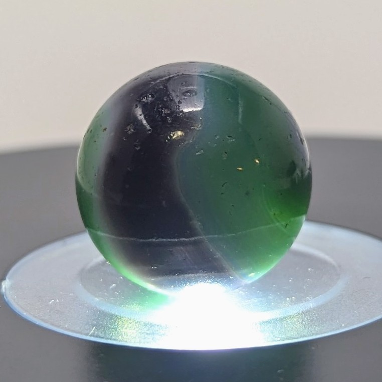 Vintage 1930s West Virginia Swirl Shooter Marble 0.86″ Translucent Green Purple