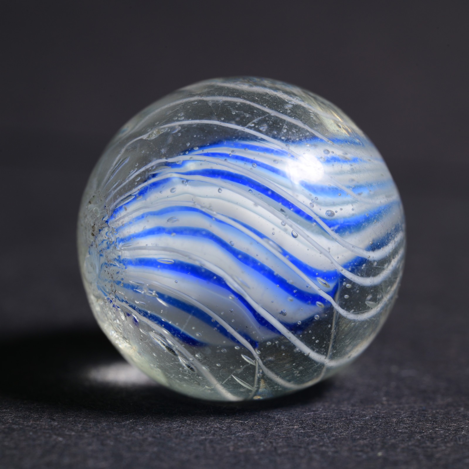 Candy Cane Solid Core German Handmade Antique Marble Caged Cobalt 17.9mm 11/16”
