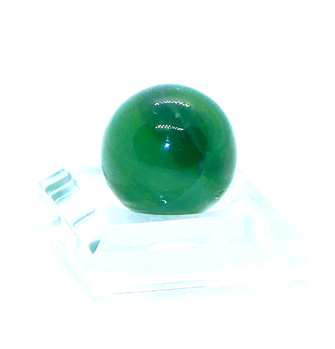 Vintage Glass Marble Small Green Opaque Swirl Melted Pontil Mint 0.55″ #0-116