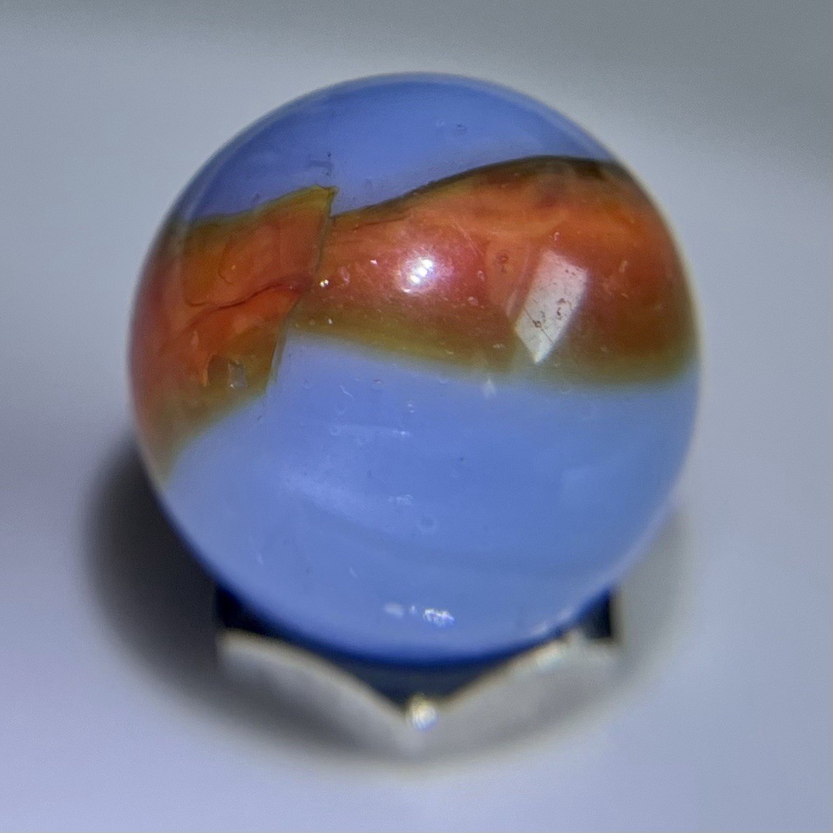 🧡 Vintage Marbles Patch Marble Akro Peltier Kokomo w Horsehair Marble Near Mint