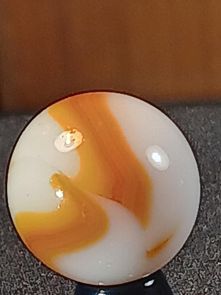 5/8″ Peltier Alley Fiery Orange Pearl White Ribbon Swirl NM Serious Marble B146