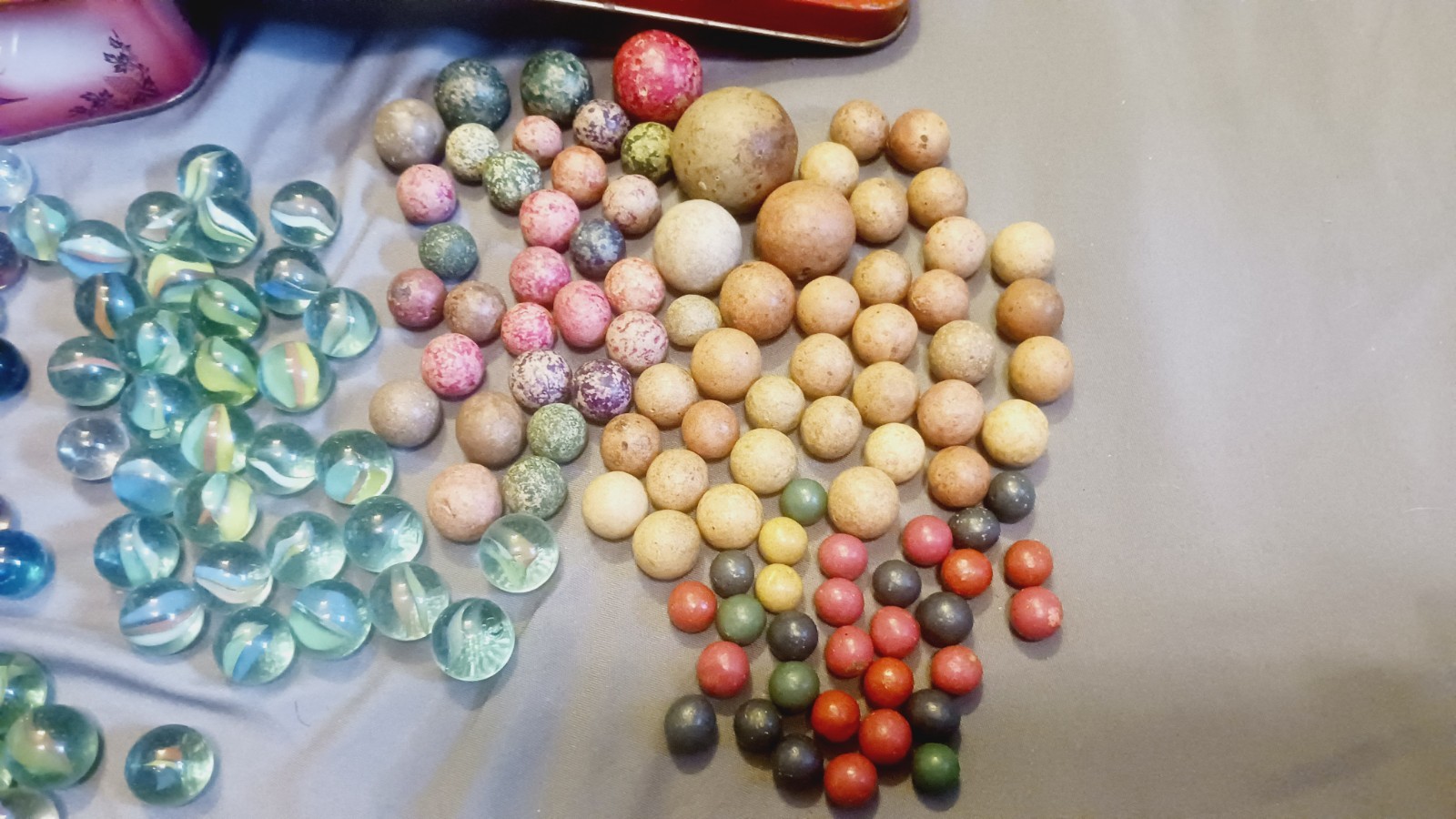 266 Antique Marbles Clay, Glass & Stone 1800s Civil War, Bennington, Marble King