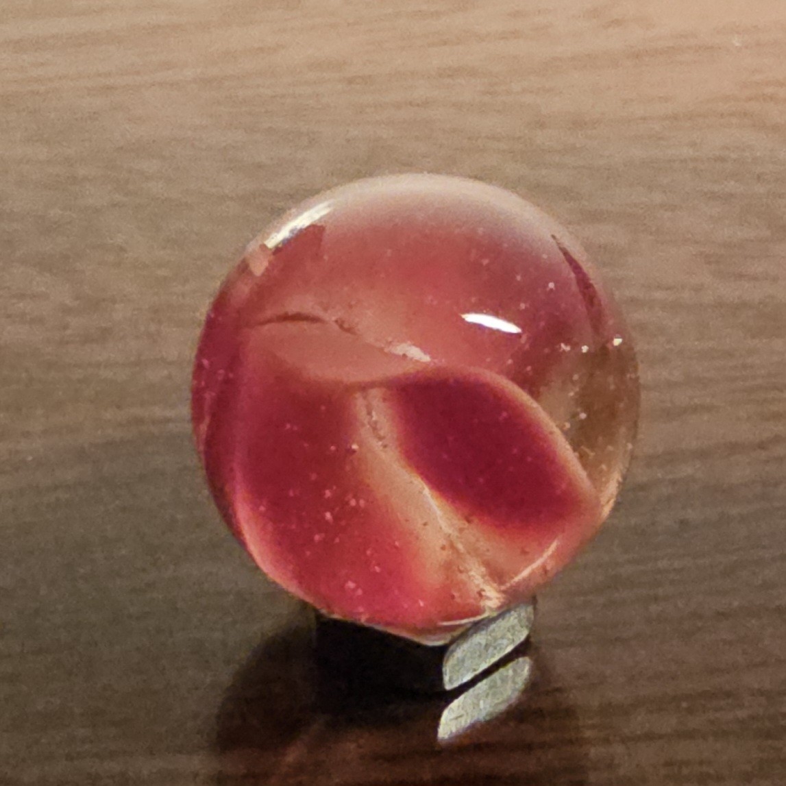 Vintage C. E. Bogard Rose 4 Lobe Hybrid Cats Eye .625 Glass Marble w Inclusion