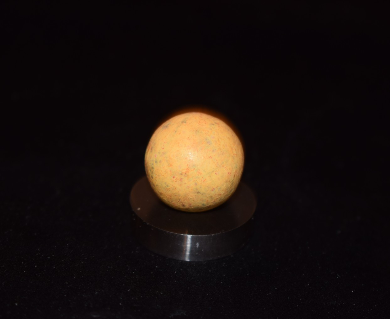 🐦➖⏩Antique Handmade Clay Stippled Sun🟡Yellow Shooter Size Marble .796″=51/64″