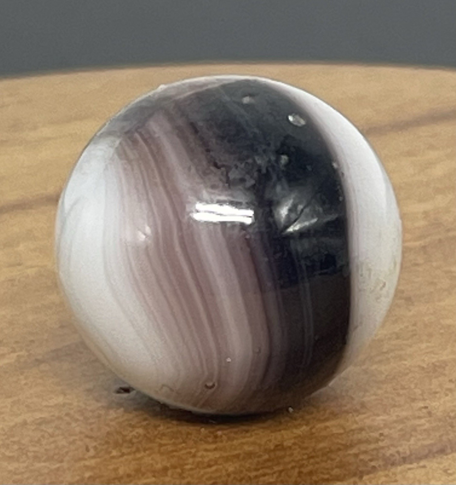 BEAUTIFUL Vitro Agate Lilac Swirl, .54” NM, Dark Purple White Swirl