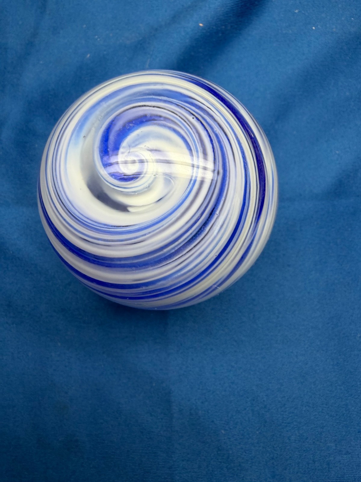 Vintage 1990 JIM DAVIS 1 -15/16” MARBLE SIGNED HANDMADE GLASS ART SPIRAL