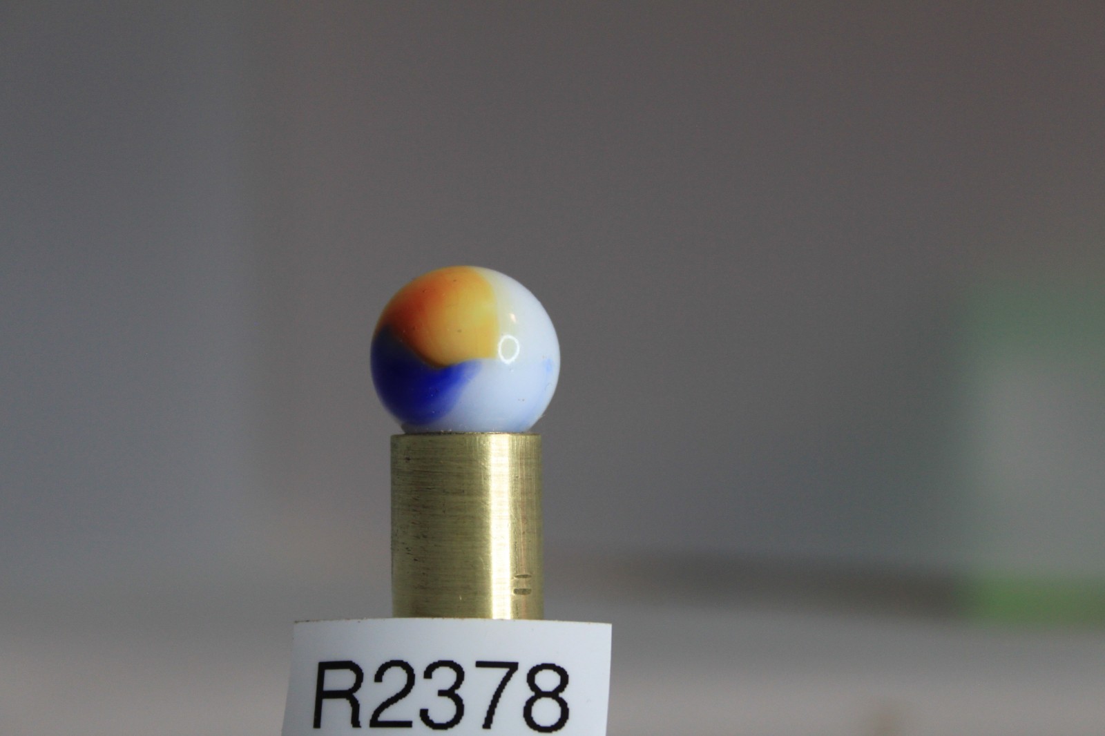 AKRO AGATE CORKSCREW SPIRAL BLUE RUST ORANGE OPAQUE WHITE 5/8″ MARBLE GLASS