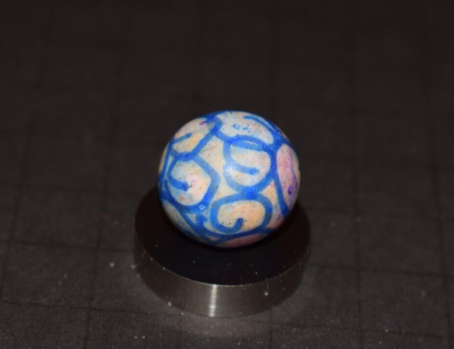Antique Hand Painted, Fired Clay Abstract Toy art Marble Shooter Size .781′ GC
