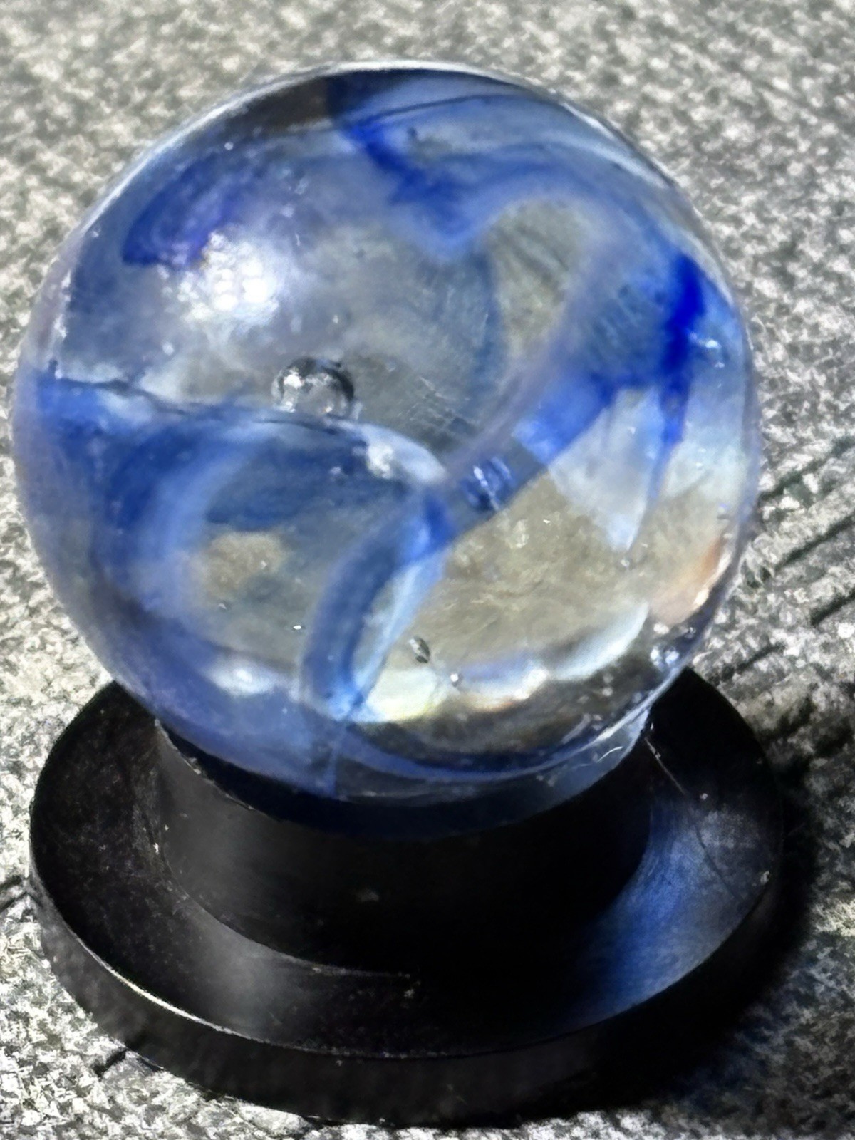 Veiligglas Wirepull Blue White Transparent Marble .59”