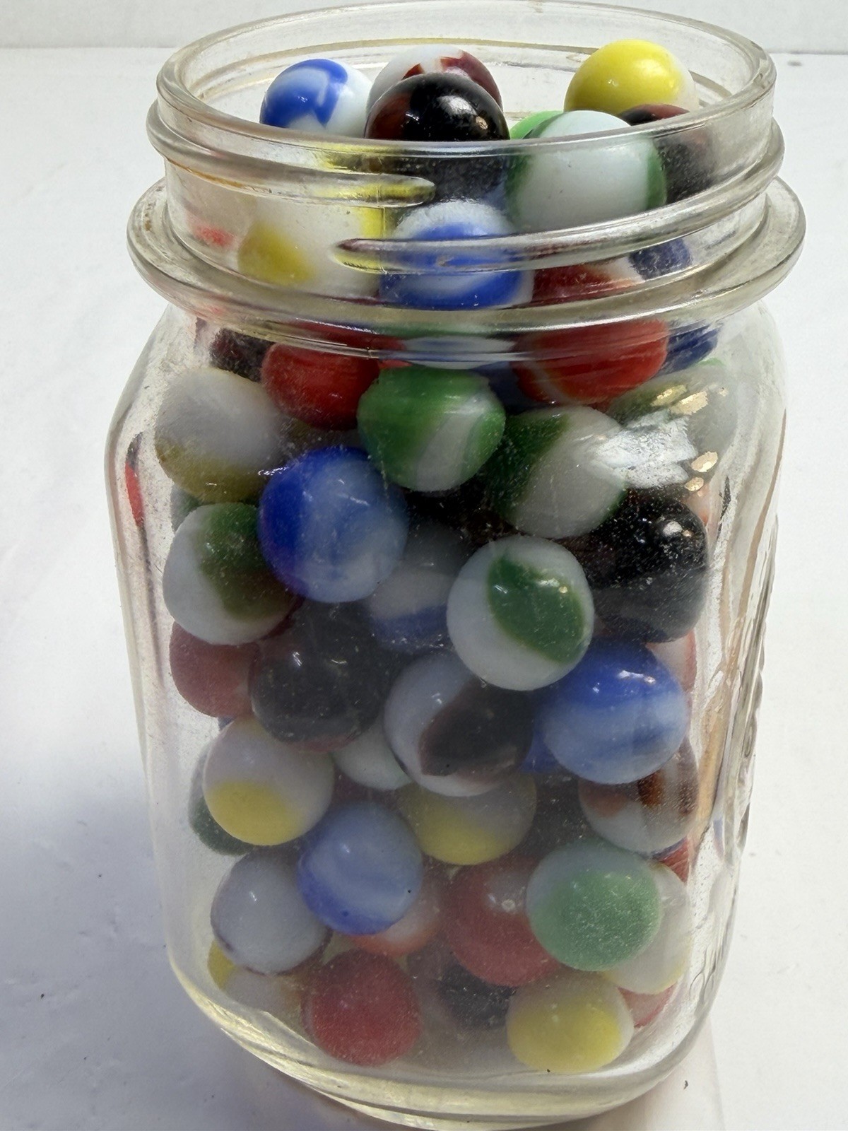Vintage Mixed Marble Lot w/ Glass Jar Patch Swirl Assorted Colors