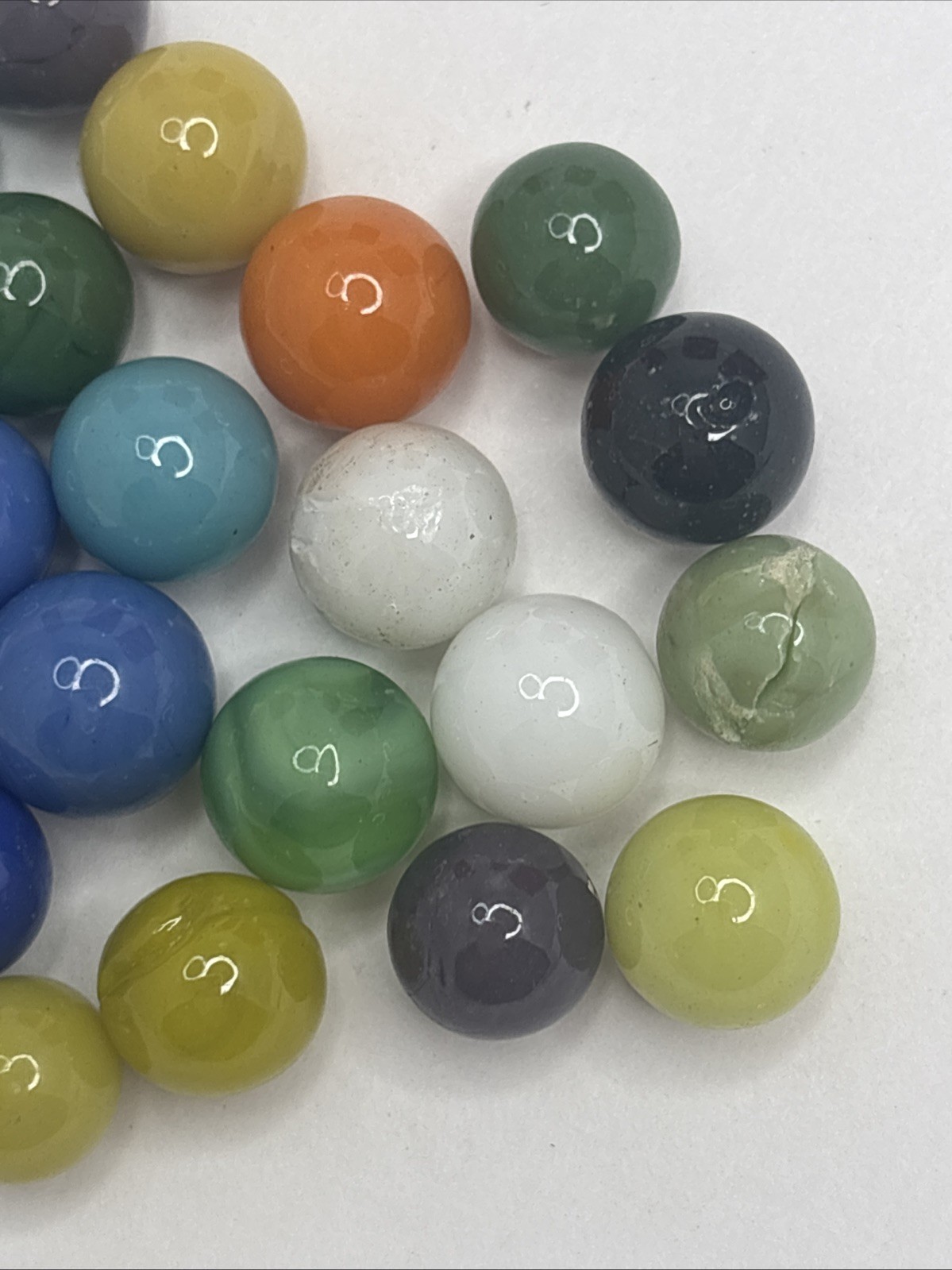 Vintage Bright Color Glass Marbles Lot of 25 Peewee Size AA