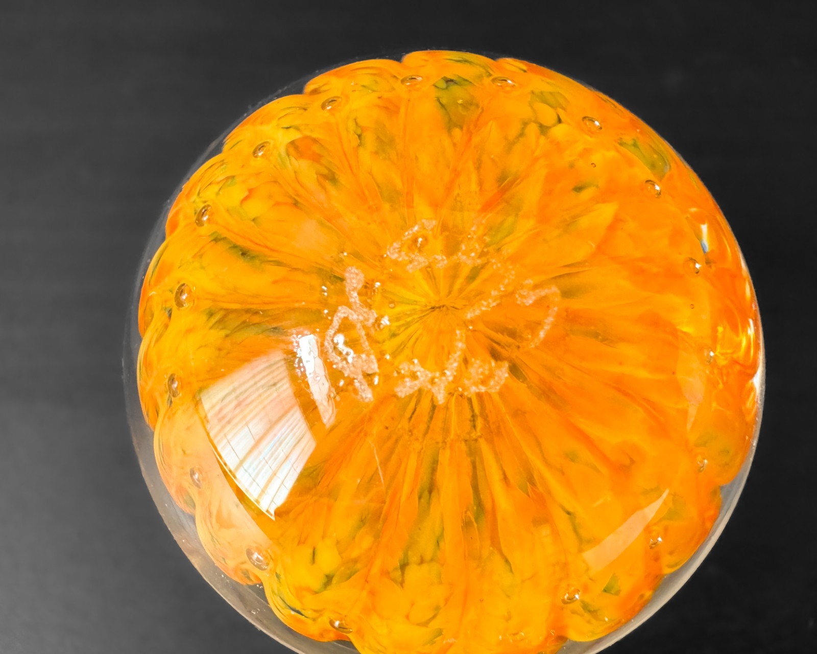 David P Salazar 1.7″ Orange Jellyfish Airtrap Handblown Art Glass Marble