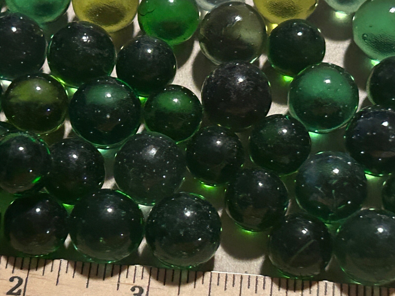 Vintage Marbles Lot Of 50 Green Solid Glass Lot 348