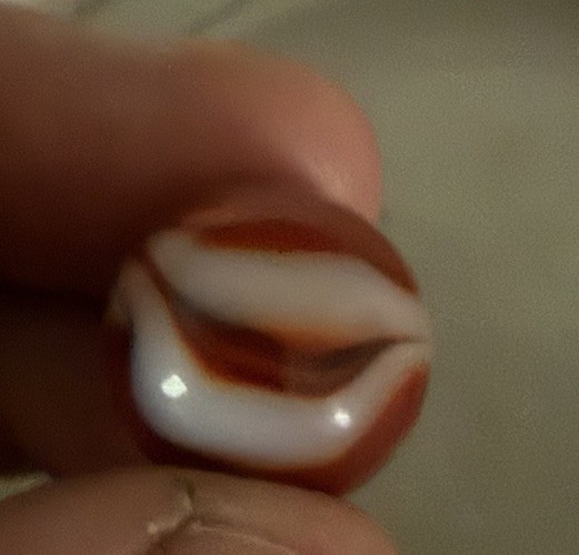 Vintage Glass Swirl Marble Orange Brown White Opaque Collectible Toy