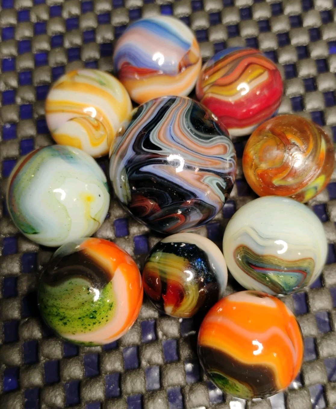 1.03″-.61″ JABO/D.A.S. MARBLES LOT OF 10🔥 -SWIRL TOYS MINT-/NM