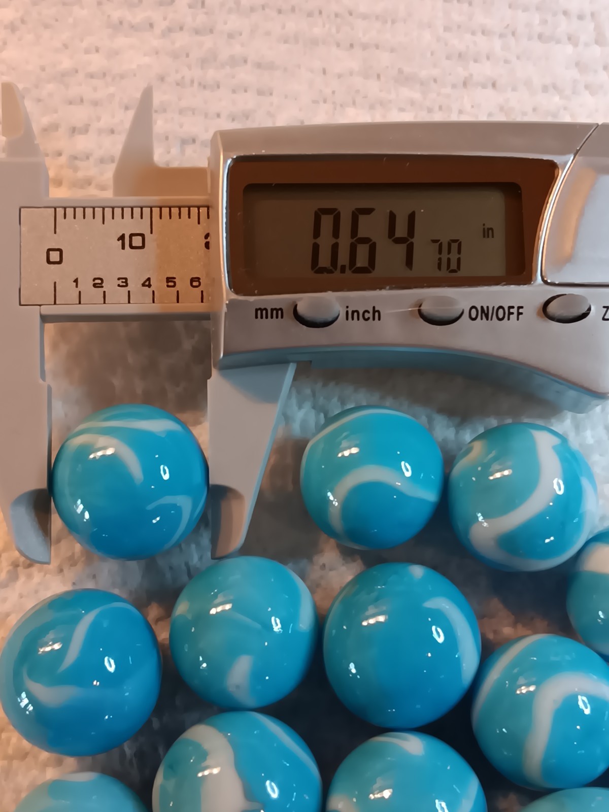 Blue White Swirl Machine Made Toy Marbles Lot, 0.97-0.64 Inch, Ages 8+
