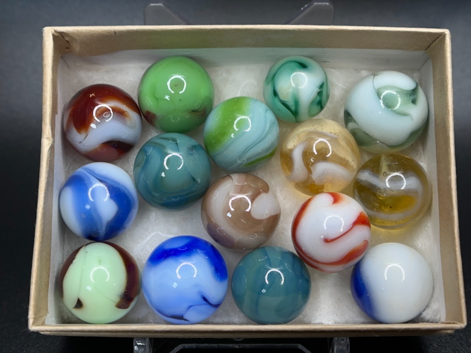 (15) Vintage Alley Agate Heaton Ravenswood Swirl Marbles Lot – Very Nice!