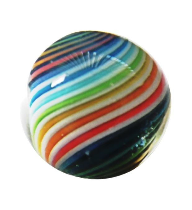 NEW Bryan Trillas PEEWEE Glass MARBLE .43″ Night & Day DOUBLE RAINBOW