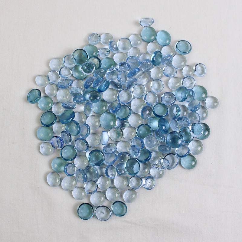 Lot Of 156 Unbranded Matching Clear Blue Glass Stones/Pebbles Iridescent Ovals