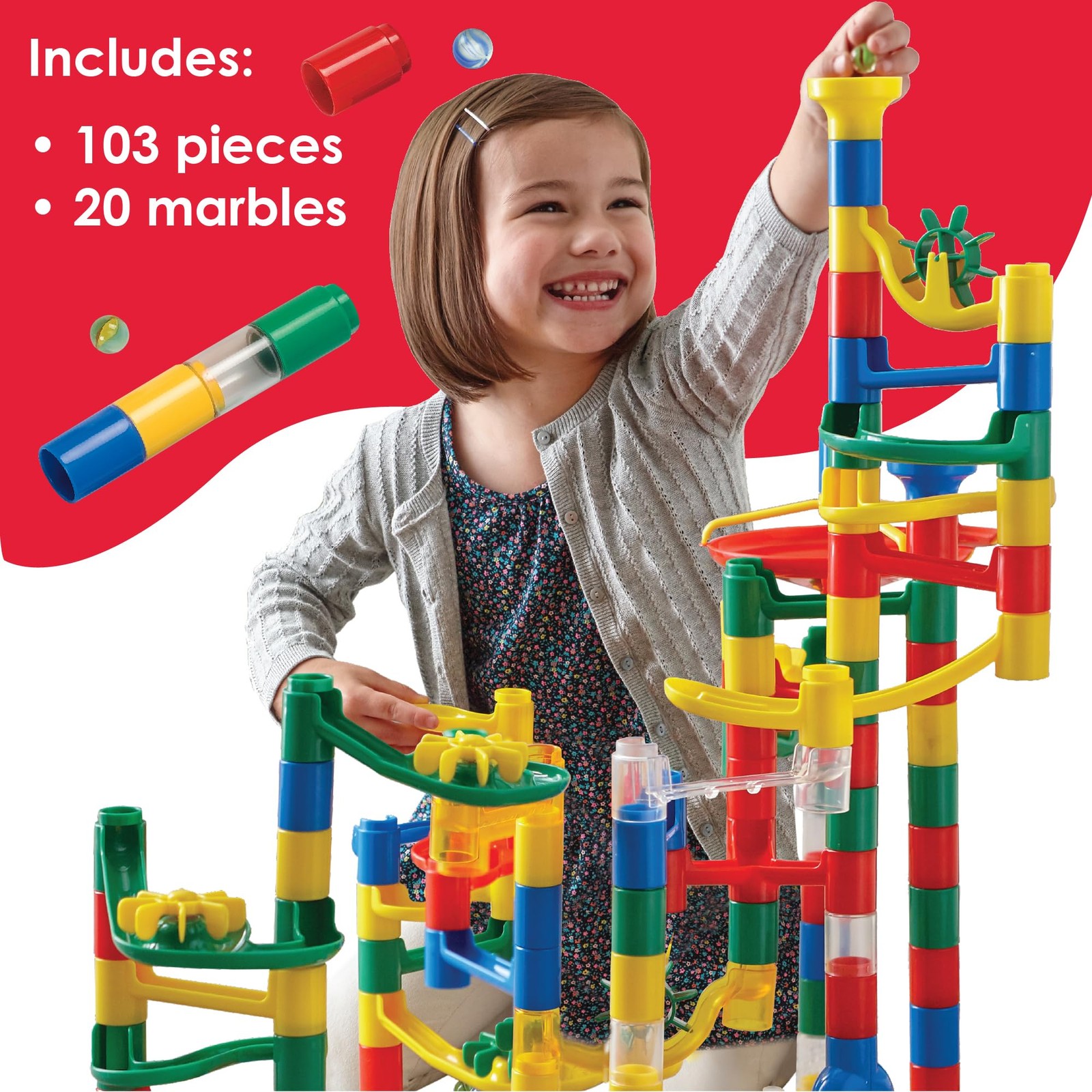 MindWare Marble Run: 123 Piece Set (103 38 cm x 45 x 8.9 cm, Multicolored
