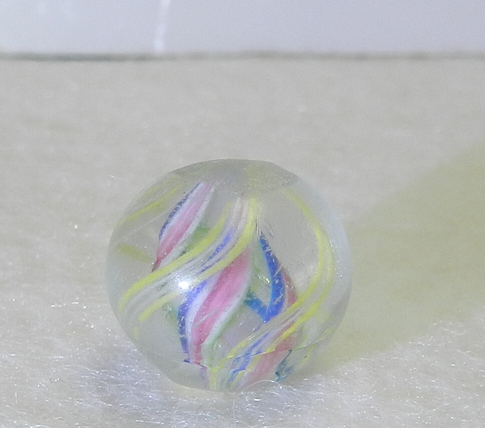 #16808m Peewee .48 Inches Vintage German Handmade Divided Ribbon Swirl Marble