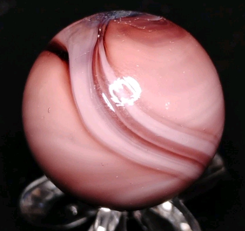 .86″ SINGLE PONTIL TRANSITIONAL ANTIQUE MARBLES -PURPLE SLAG🔥RARE HTF MINT-