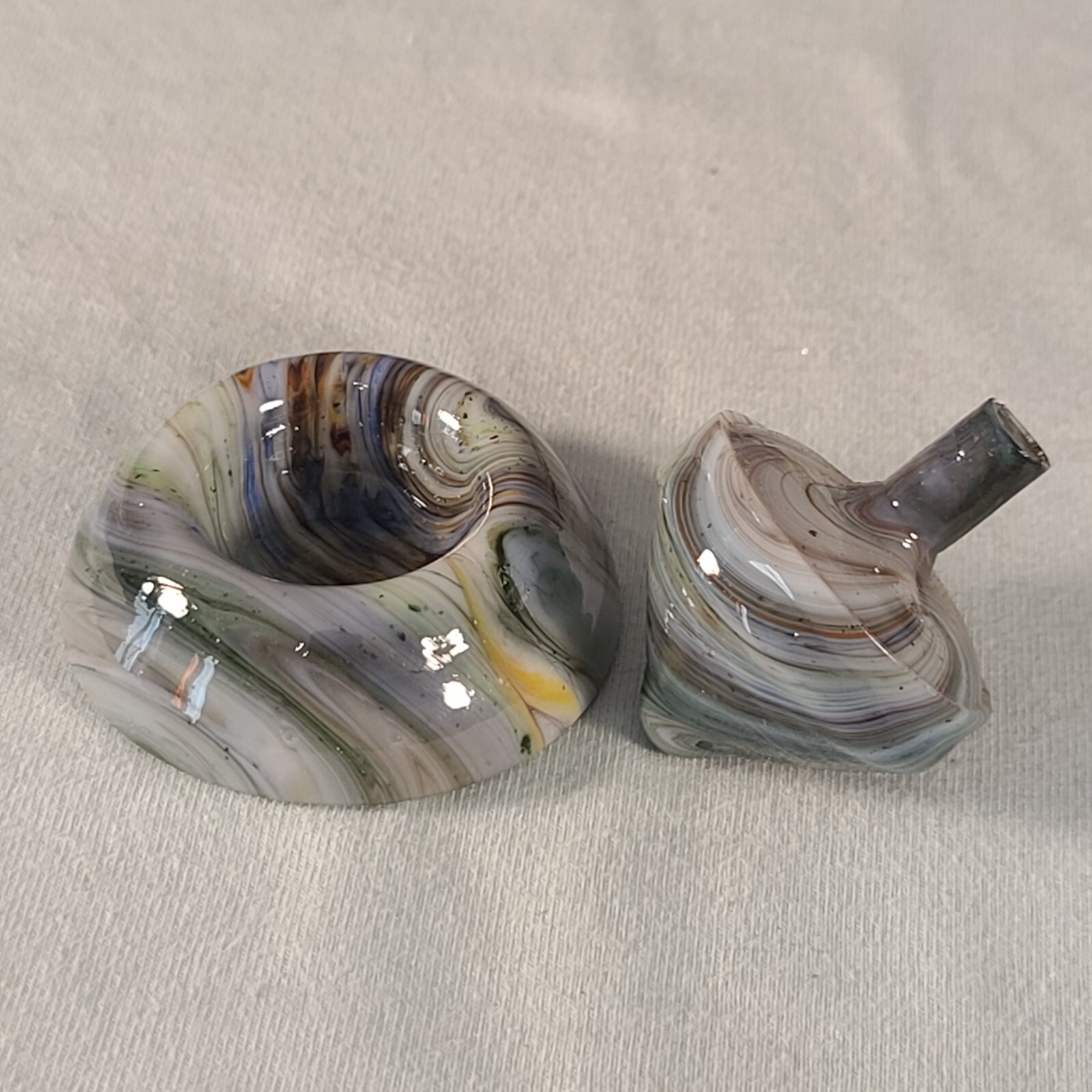 ANDY DAVIS, Glass Art Spinning Top & Base, Jabo Joker Run (?), #360D