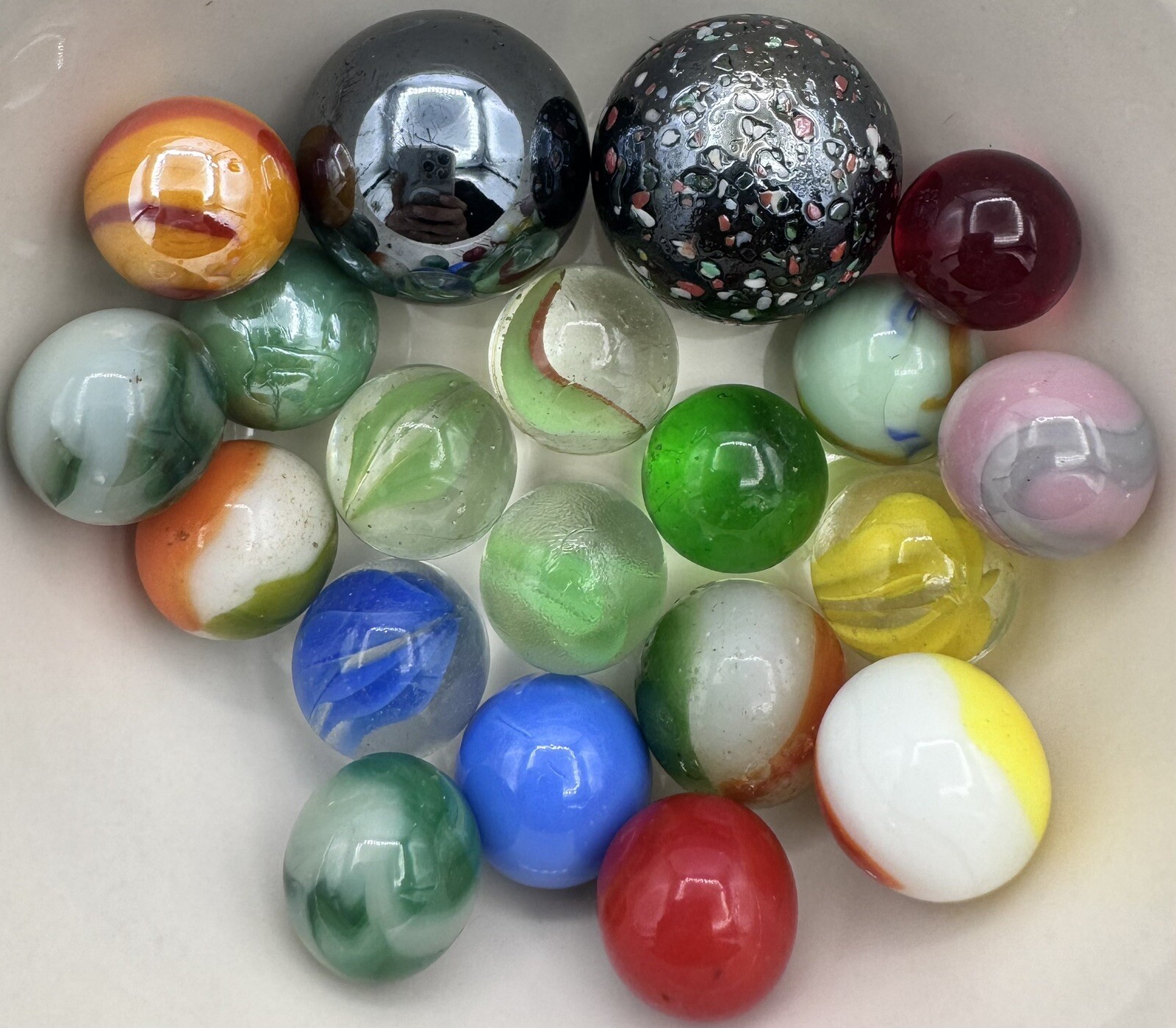 Vintage Marble Lot Of MARBLES UV Reactive Cadmium Uranium Lot #38