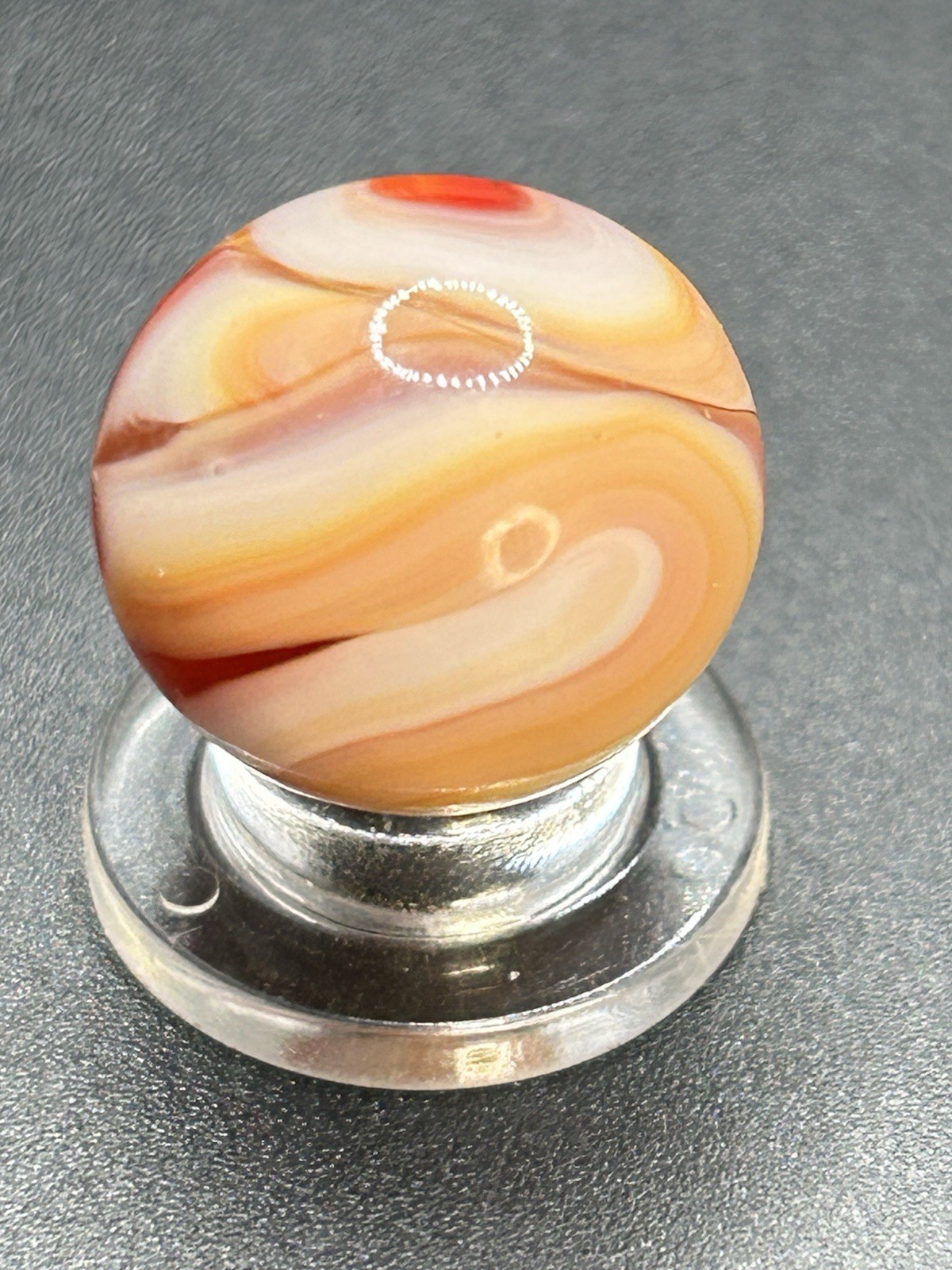 CAC Christensen Agate Blended Red Swirl Marble UV Active Vintage Marbles 0.669”