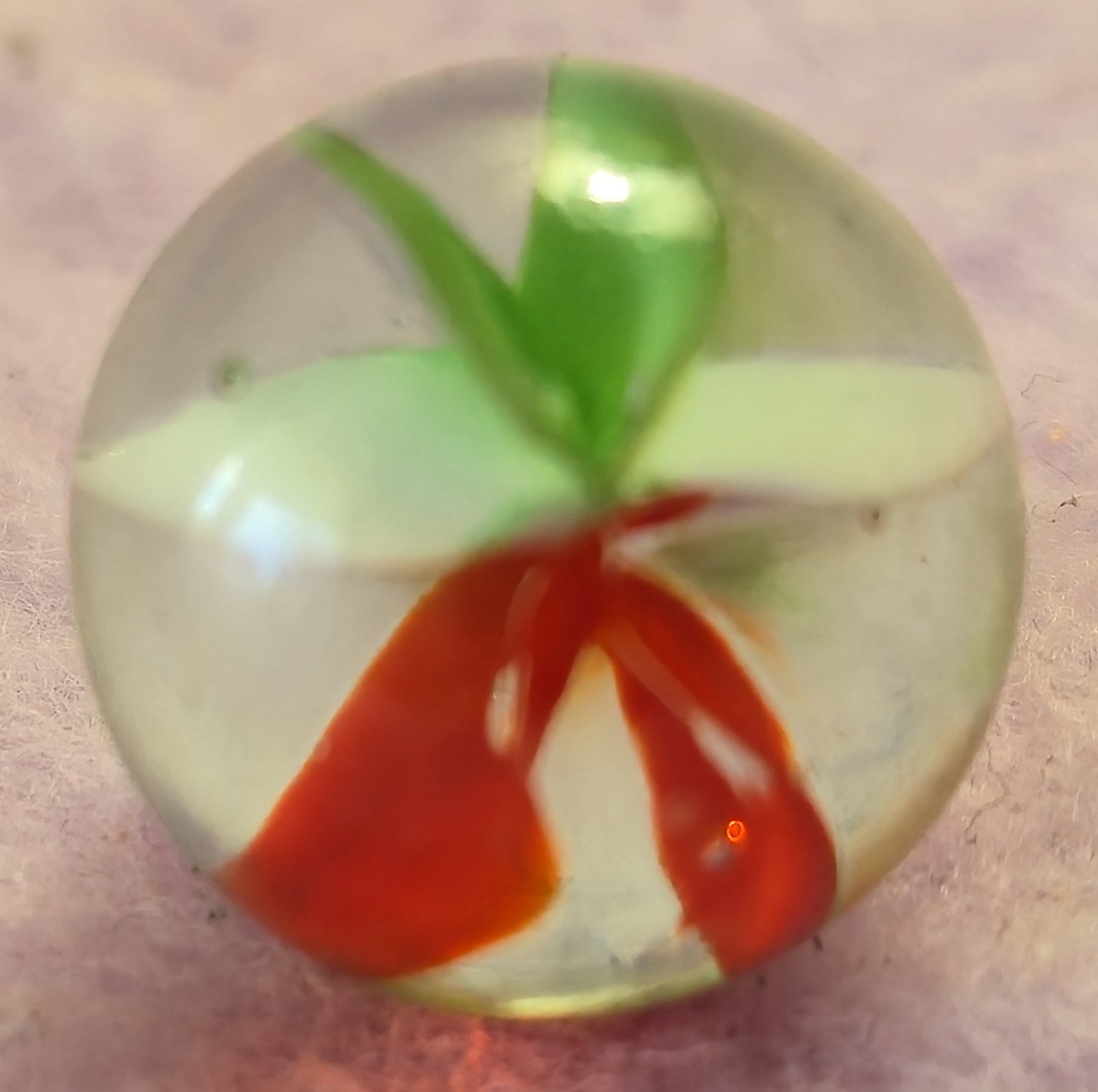 Rare Vintage 6 Vein Vane Cross Through Peewee Glass Marble .46″ Nice Pee wee