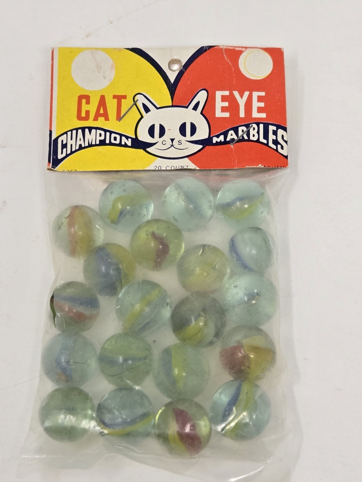Cat Eye Vintage Antique Platime Toys Champion Marbles in Original Package 20ct