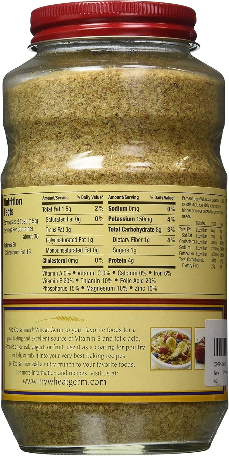 Pack of 20 Wheat Germ, 20 Ounce Jar for Fiber and Nutrient Rich Diet