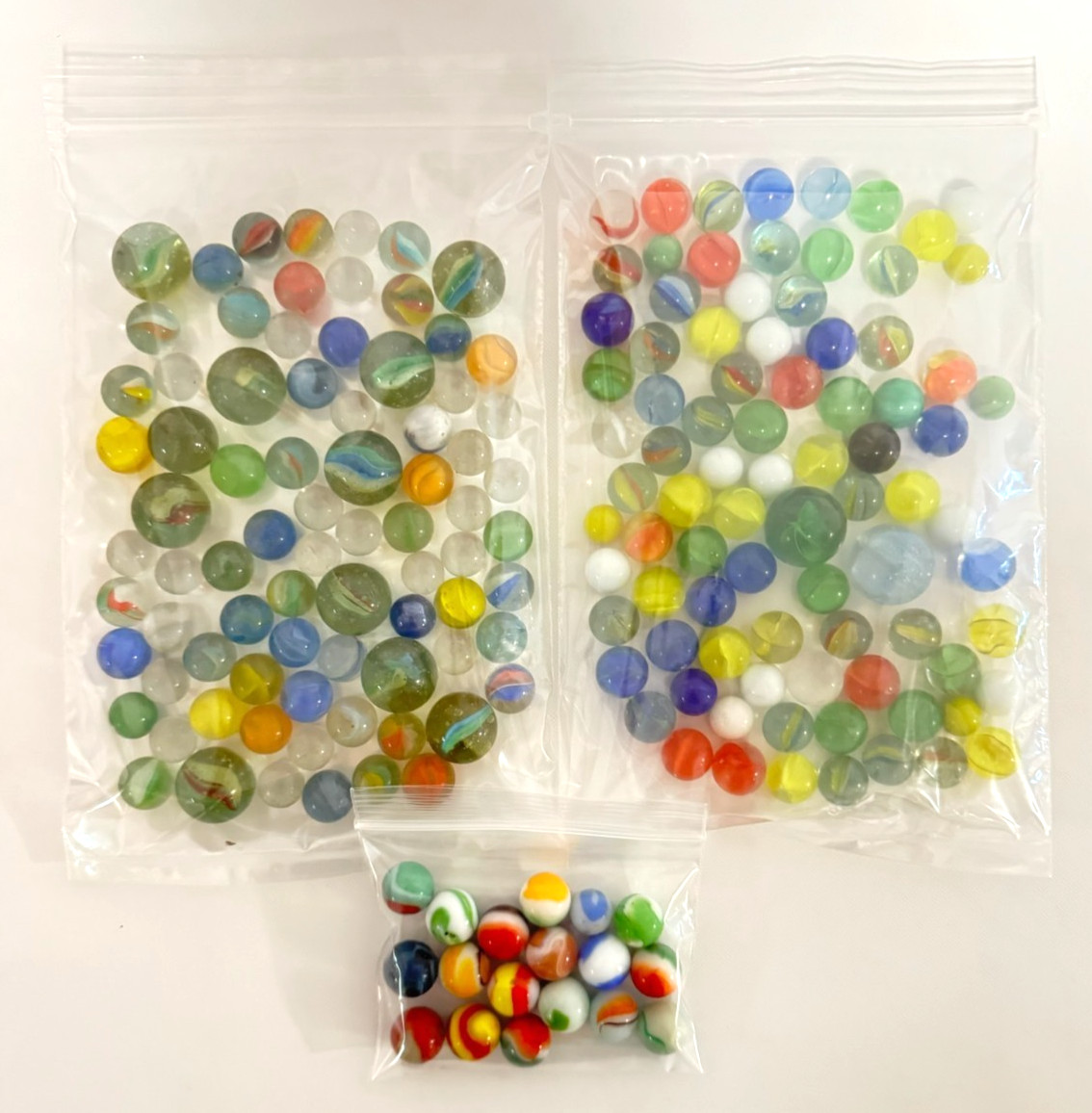 ~150 Vintage Mixed Marbles Various Colors and Sizes