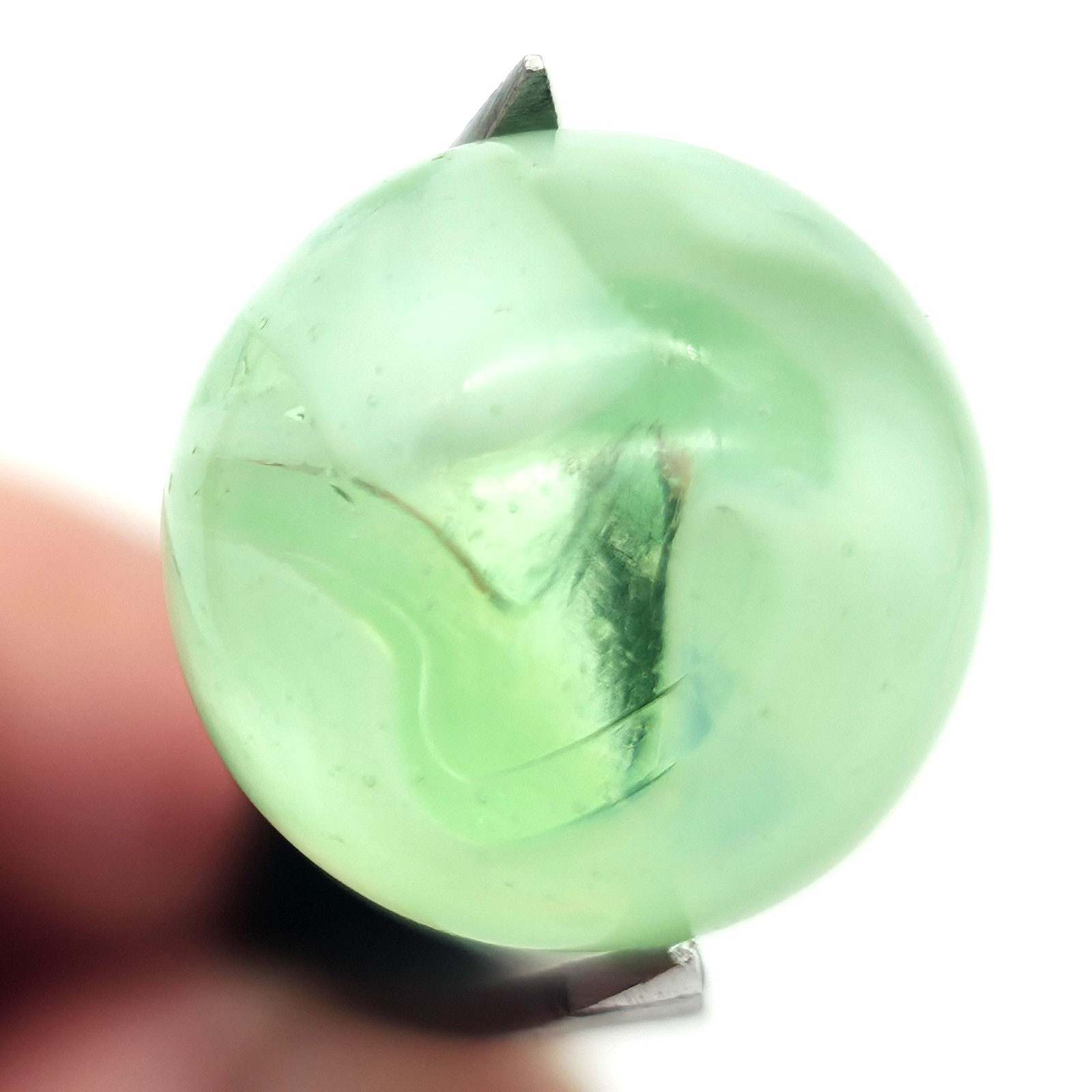 Light Green Swirl Vaseline Old Machine-Made Marble Glows under a Blacklight 5/8”