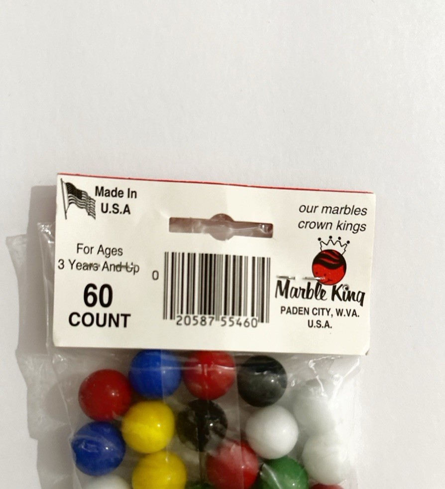 VTG NOS Marble King 60 Count Glass Marbles Solid Chinese Checkers American Made