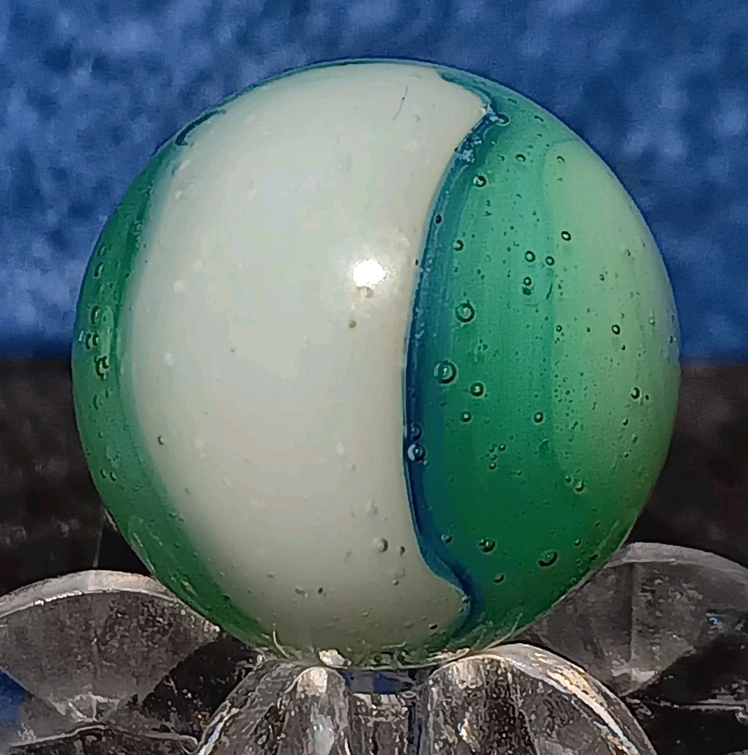 Vintage Peltier Glass Or Kokomo Marble. .61″ Mint. Unique Example