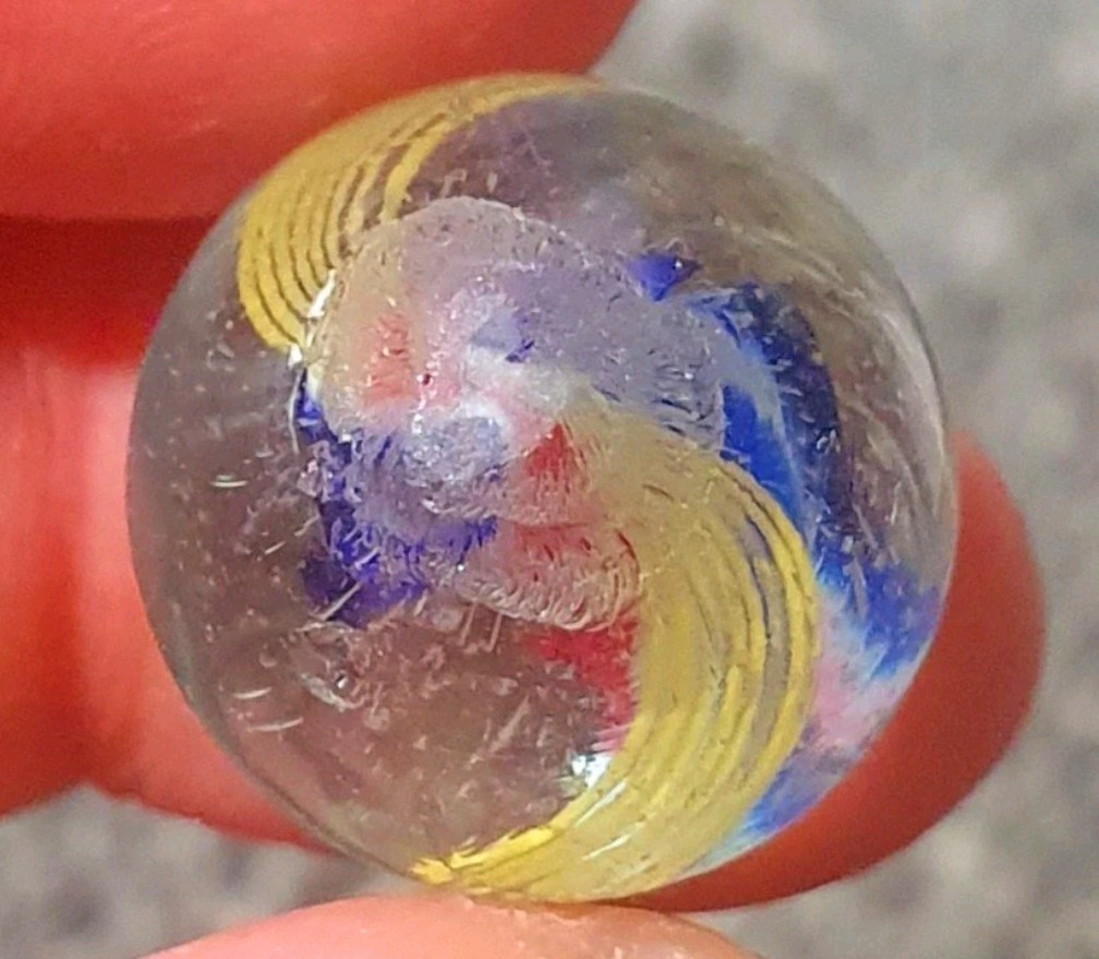 25/32″- Gorgeous Shooter Peppermint Double Ribbon German Handmade Marbles MINT