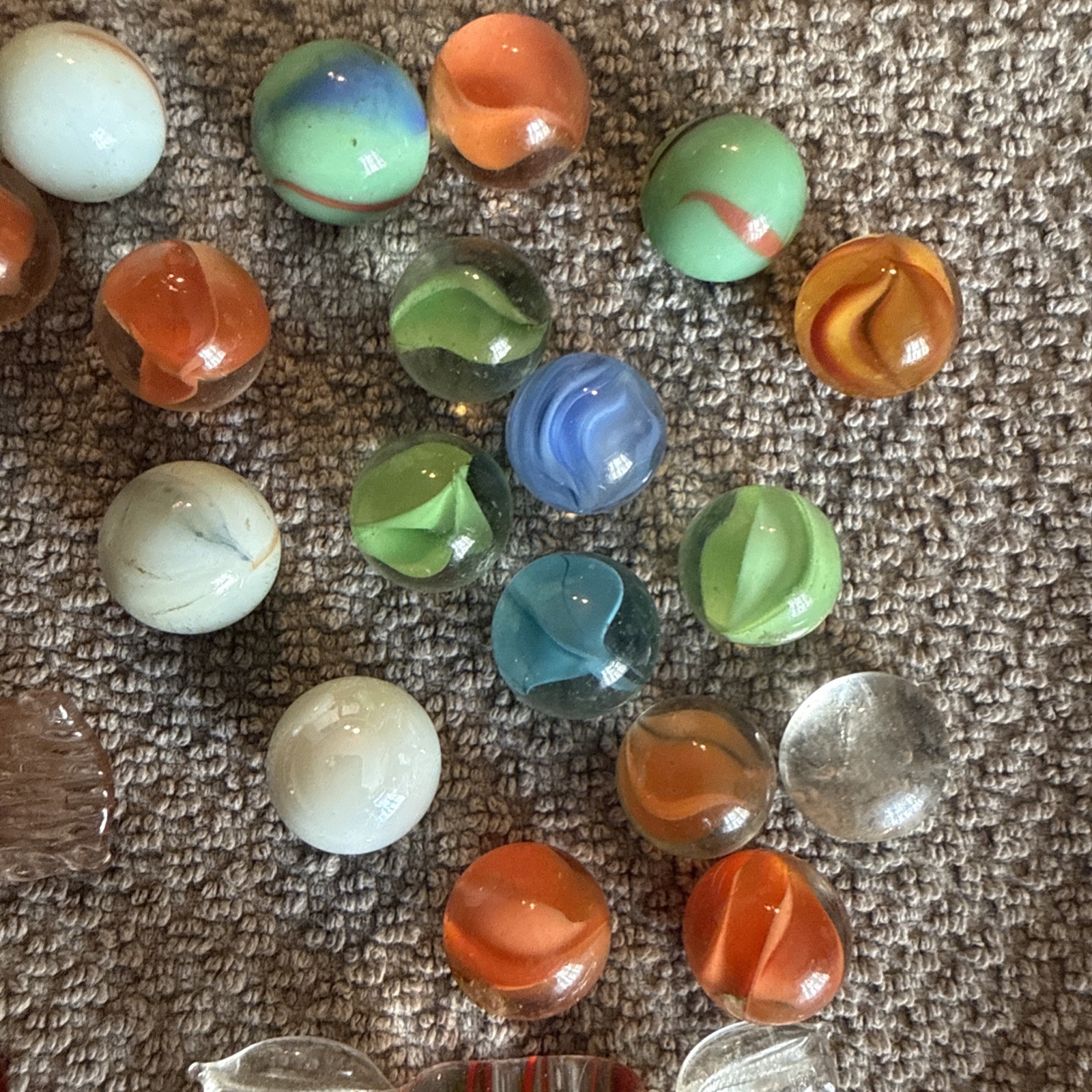 5 Glass Candy Pieces And Marbles