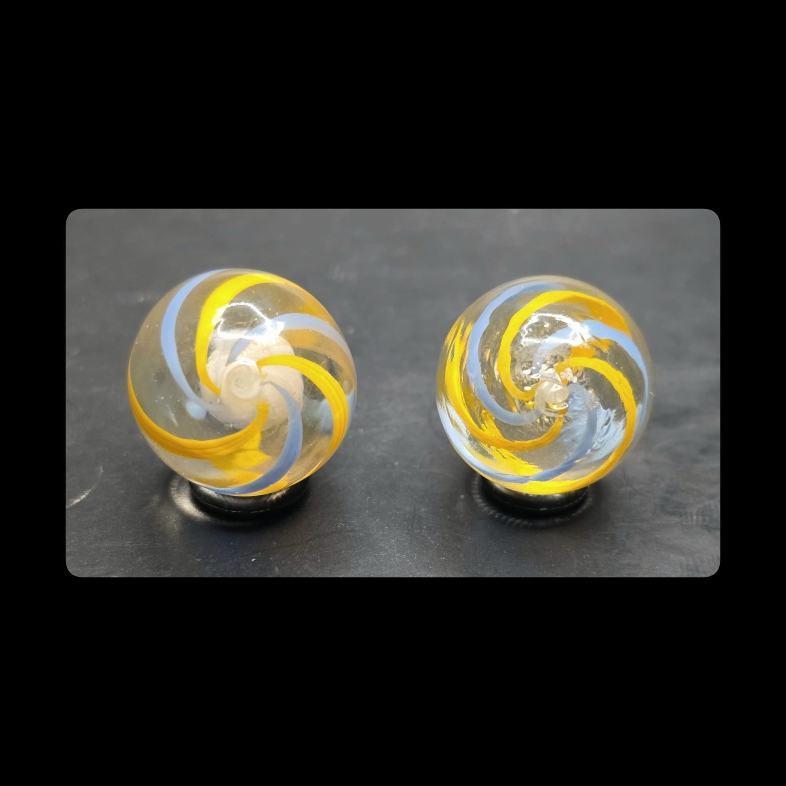~Mic’sMibs~11/16″ Two Same/Similar Cane Solid Core Swirls Mint 9.7 & 9.5