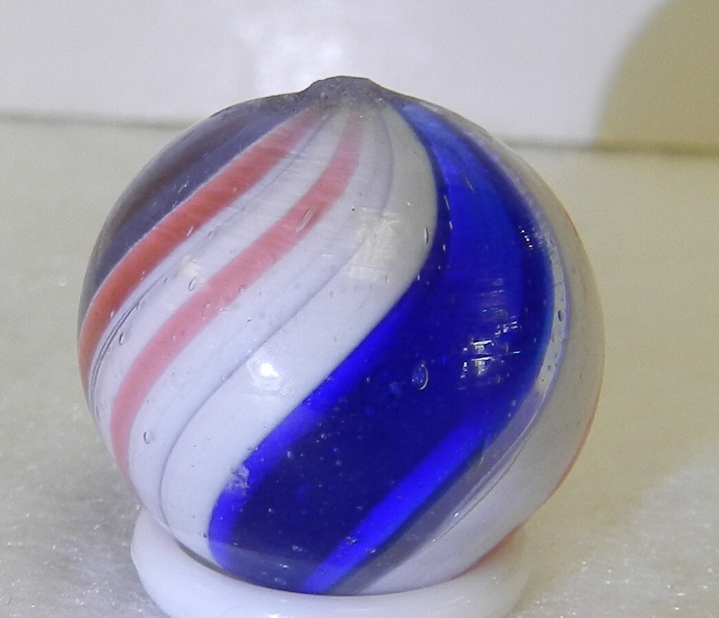 #17207m .75 Inches Vintage German Handmade Peppermint Swirl Marble