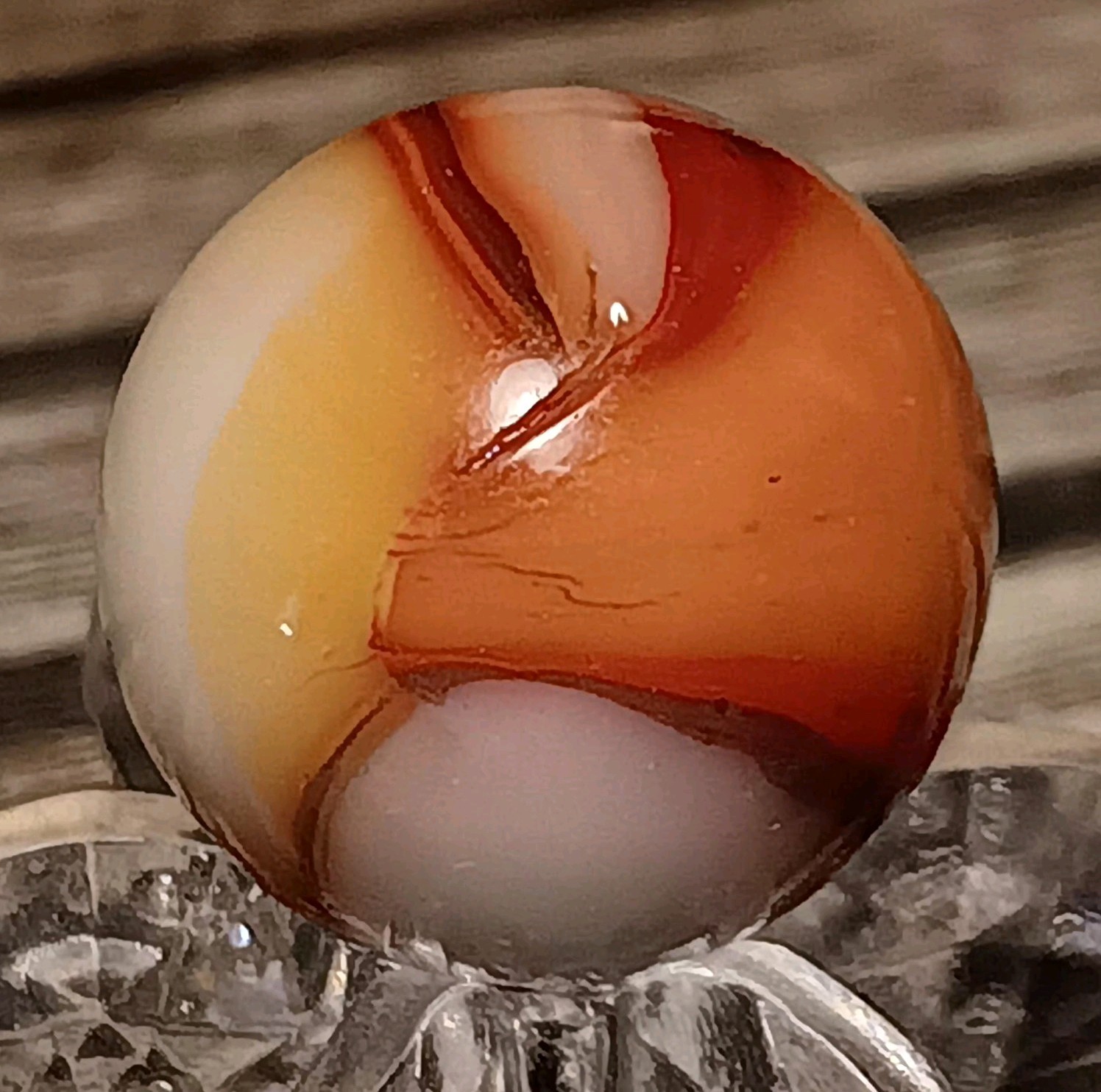 Peltier “Bloody” Rainbo Marble. .55″ Mint. HTF-Type. Nice Pattern.