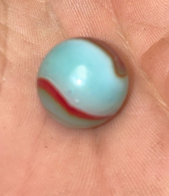 9/16 Kokomo Opalescence Glass Marble Lipstick Red On Translucent Green Base