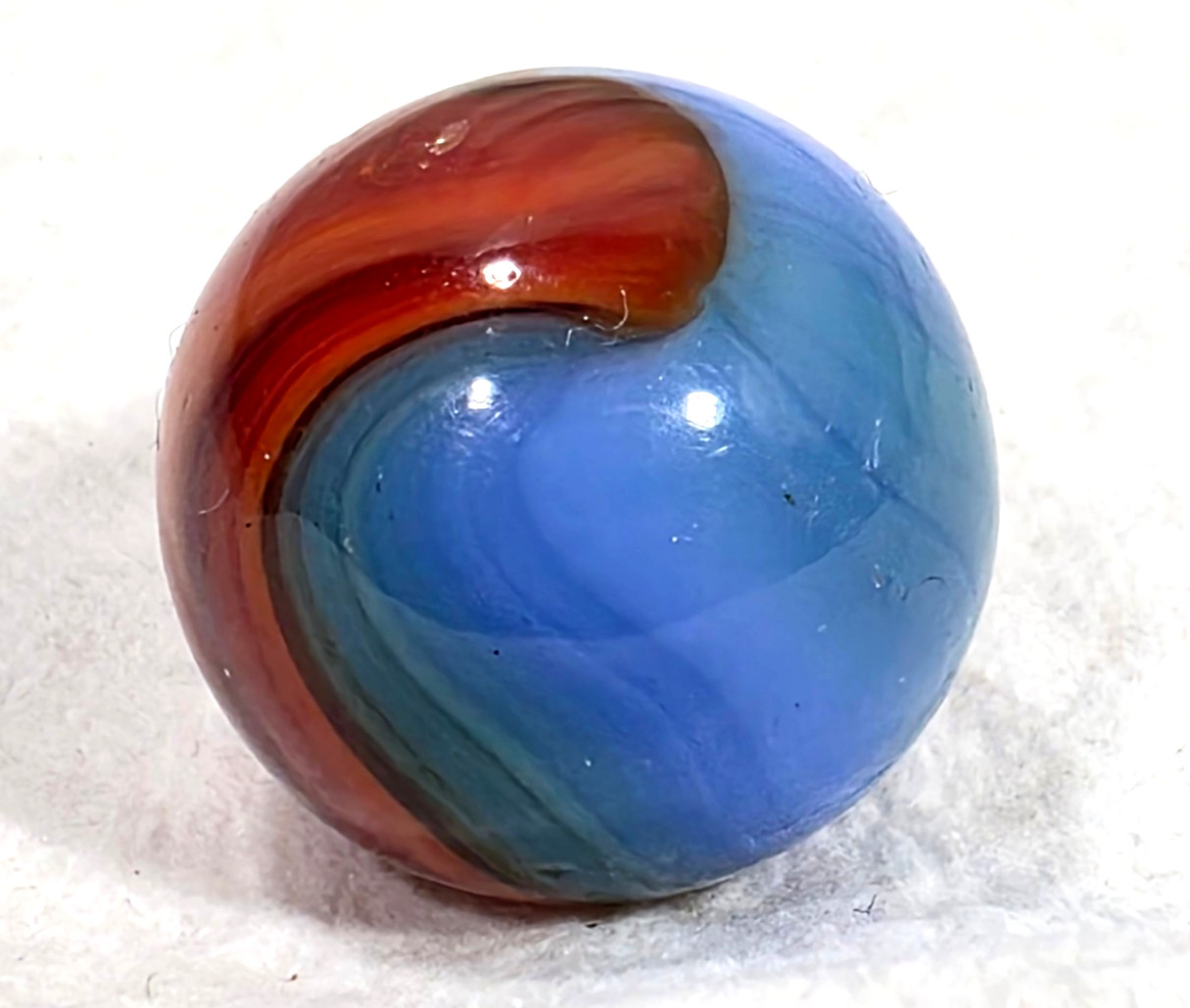 Vintage Akro Agate Hybrid Corkscrew Marble Spiderman Colors Lazy Cork Blue Red